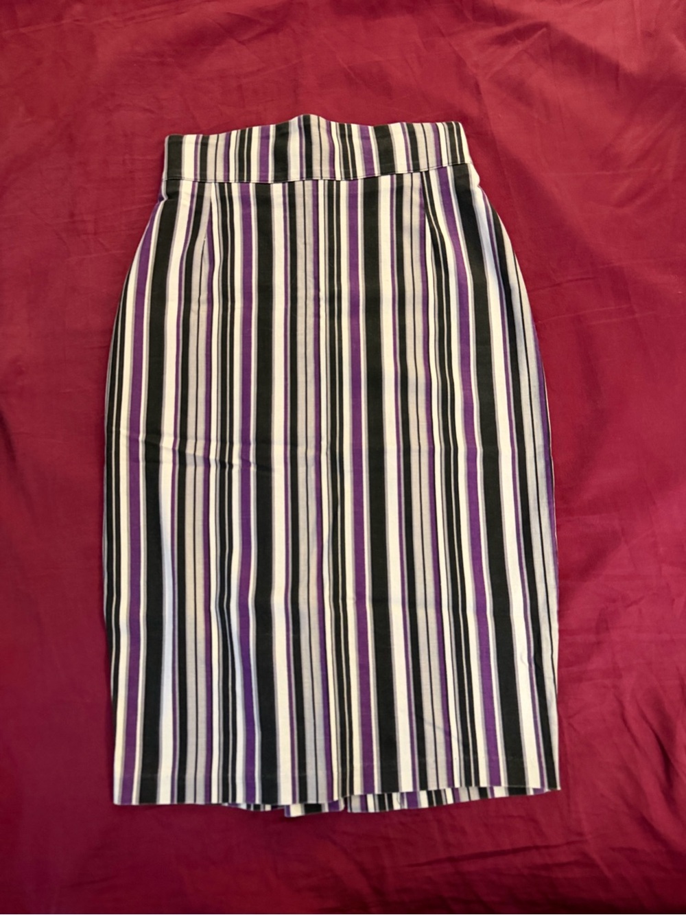 PUG purple stripe pencil skirt, size medium